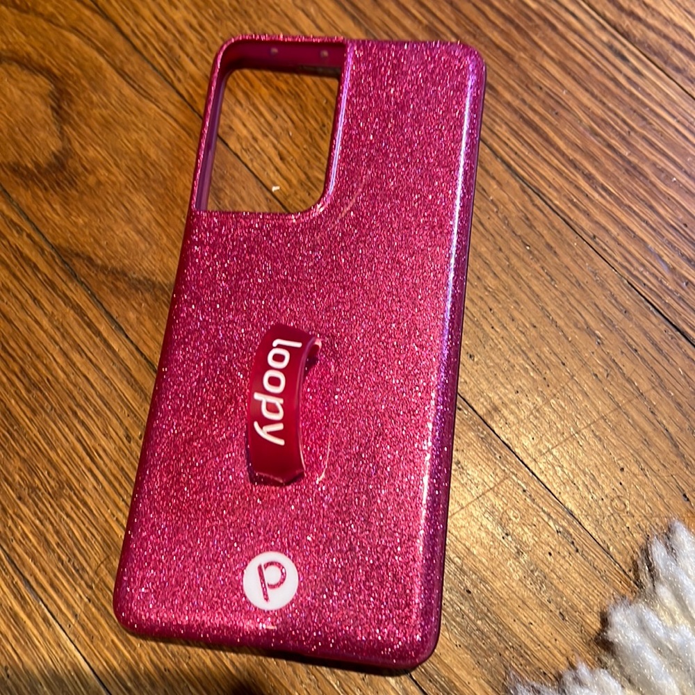 Samsung galaxy s21 ultra pink sparkly loopy case